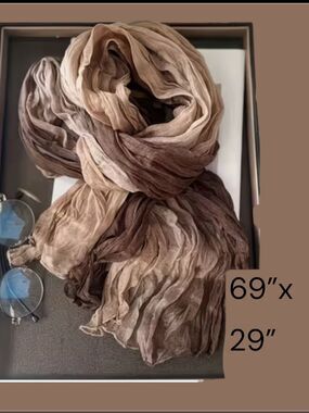 Neutral Ombre Lightweight Scarf in Beige & Brown 68"x29"
